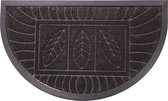 Livetti | Deurmat | Halfrond | 45x75 | Rubber | Feuilles Zwart