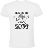 Sta op en rave Heren t-shirt | muziek | dj | festival | grappig | cadeau | Zwart