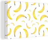 Canvas schilderij 180x120 cm - Wanddecoratie Bananen - Fruit - Wit - Muurdecoratie woonkamer - Slaapkamer decoratie - Kamer accessoires - Schilderijen
