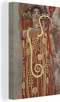 Canvas schilderij 90x140 cm - Wanddecoratie Hygieia - Gustav Klimt - Muurdecoratie woonkamer - Slaapkamer decoratie - Kamer accessoires - Schilderijen