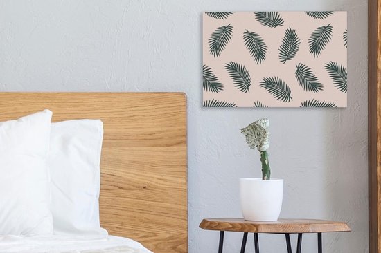 Tableau sur toile Été - Feuilles - Rose - 30x20 cm - Décoration murale