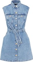Pieces PCNAMIR SL SHIRT DRESS MB BC Medium Blue Denim Dames Jurk - Maat XS