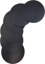 6x Skinnatur Onderzetters leder rond | Charcoal | Zwart 10cm diameter | gerecycleerd leer – tafeldecoratie - onderlegger