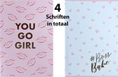 Demo creations - schriften - schrijfschrift - A4 - met lijnen - meisje - set van 4 stuks