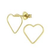 Joy|S - Zilveren hartje oorbellen - 11 x 10 mm - 14k goudplating