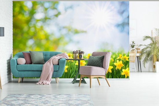 Papier Peint - Papier Papier peint photo Fleurs - Printemps - Jaune - Largeur 450 cm x Hauteur 300 cm