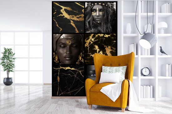 Papier peint - Papiers Papier peint photo Or - Zwart - Femmes - Marbre - Largeur 225 cm x hauteur 350 cm