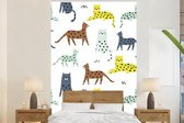 Behang - Fotobehang Kat - Jungle - Kleuren - Breedte 225 cm x hoogte 350 cm