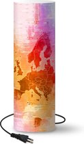 Lamp Kaart - Europa - Verf - Kleuren - 50 cm hoog - Ø16 cm - Inclusief LED lamp