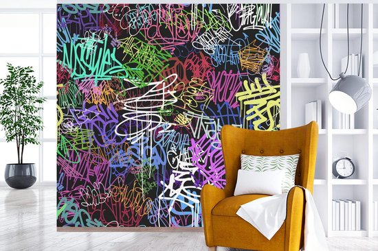 Behang - Fotobehang Street art - Vintage - Verf - Breedte 220 cm x hoogte 220 cm