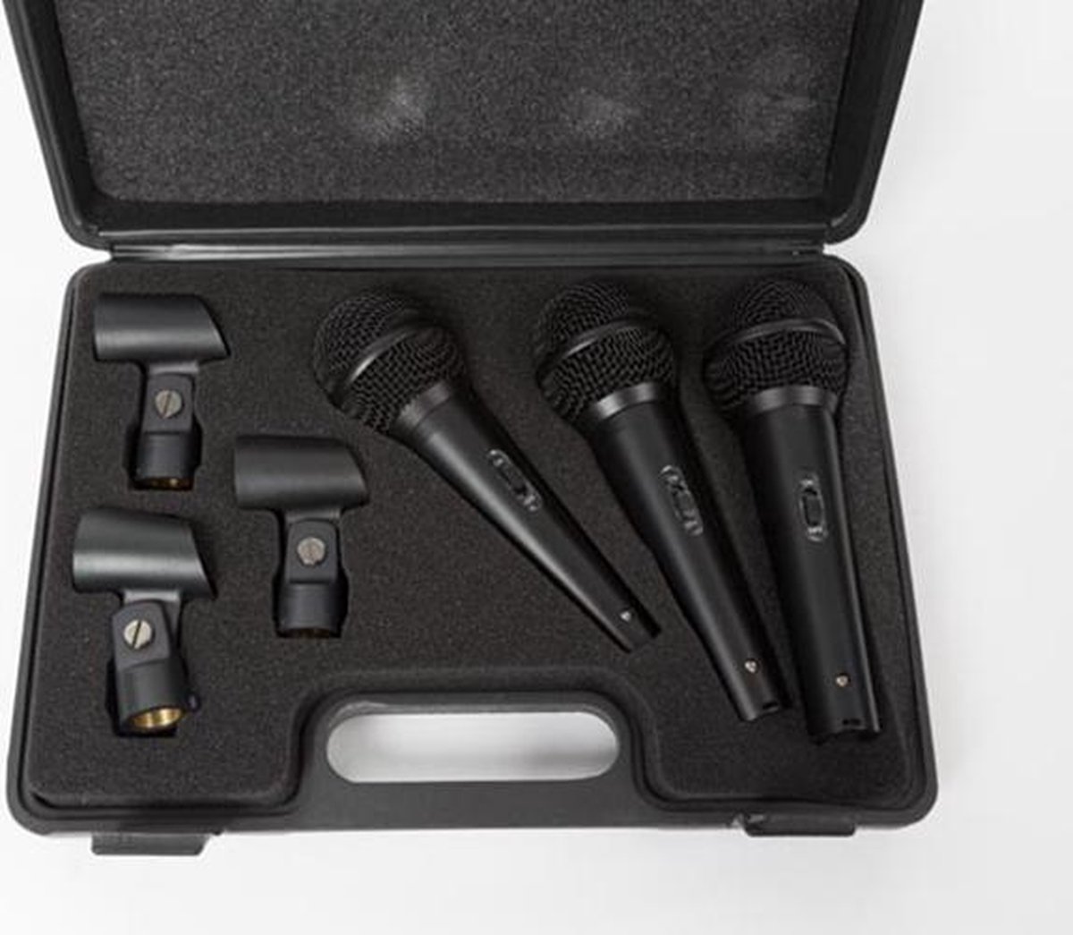 Velleman SET MET 3 DYNAMISCHE MICROFOONS - ZWART - in PLASTIC KOFFER (HQMC10007)