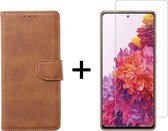 Samsung S21 Hoesje - Samsung Galaxy S21 hoesje bookcase bruin wallet case portemonnee hoes cover hoesjes - 1x Samsung S21 screenprotector