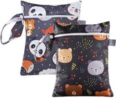 Without Lemons Set van 2 Mini Wetbag Panda 18x25CM | Waterdichte opbergtas |Luiertas | Aanvulling op luiertas | Toillettas voor kinderen |Peuter en baby | Verschoningsmat | Luierza