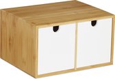 relaxdays armoire à tiroirs bambou - organisateur de bureau 2 tiroirs - armoire de rangement bureau - boîte à tiroirs blanc