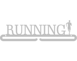 Running Man Front Medaillehanger RVS (35cm breed) - Nederlands product - incl. cadeauverpakking - sportcadeau - topkado - medalhanger - medailles - marathon - hardloopschoenen - muurdecoratie