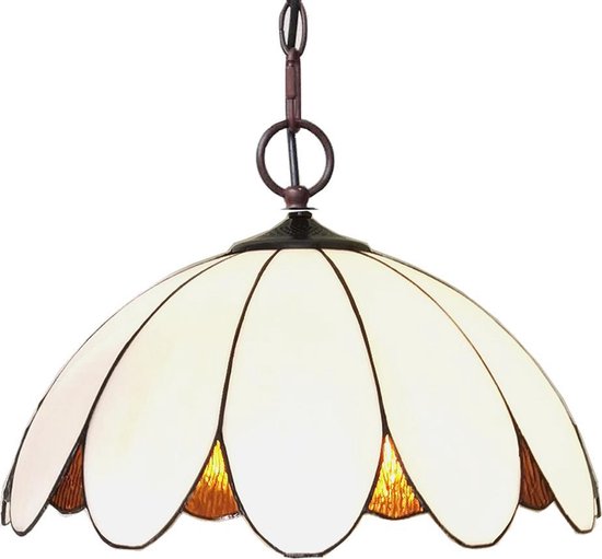 LumiLamp Hanglamp Tiffany Ø 46x138 cm Wit Metaal Glas Hanglamp Eettafel