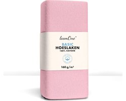Loom One Hoeslaken – 100% Jersey Katoen – 140x200 cm – tot 25cm matrasdikte– 160 g/m² – Roze
