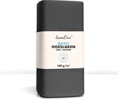 Hoeslaken Loom One – 100% Jersey Katoen – 200x220 cm – jusqu'à 35 cm d'épaisseur de matelas – 160 g/m² – pour Boxspring-Waterbed - Anthracite