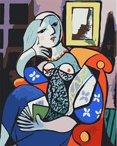 Schilderenopnummers.com® - Schilderen op nummer volwassenen - Pablo Picasso – Vrouw op Sofa - 50x40 cm - Paint by numbers