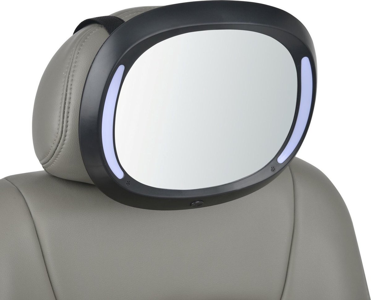 Altabebe - Luxe baby-autospiegel met LED-verlichting - Zwart - maat Onesize