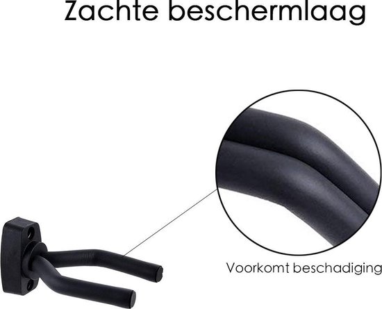 Zwarte gitaarhanger met zachte, beschermende laag.