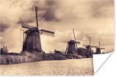 Les moulins à vent hollandais de Kinderdijk dans le style ancien Poster 90x60 cm - Tirage photo sur Poster (décoration murale salon / chambre)