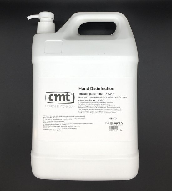 CMT Hand Disinfection 70% (NL) 5L - pomp | handdesinfectie |  Desinfecterende vloeibare... | bol.com