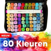 Bablue Stiften voor Volwassenen - 80 professionele Twinmarkers - Diverse Kleuren - Alcohol Markers - Handlettering Pennen Set - Kalligrafie Pennen Set - Kleurstiften - Fineliners -