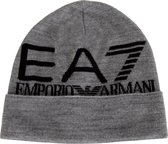 EA7 Oversize Logo Beanie Muts (fashion) - Maat One size  - Mannen - Grijs - Zwart
