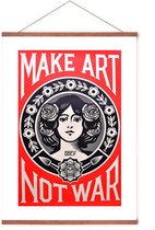 Poster In Posterhanger - Make Art Not War - Kader Hout - Obey Print - 70x50 cm - Ophangsysteem