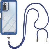 Voor Geschikt voor Xiaomi Redmi Note 10 Pro / Redmi Note 10 Pro Max Sterrenhemel Effen Kleur Serie Schokbestendige PC + TPU Beschermhoes met Nekband (Blauw)