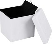 SONGMICS Zitkruk, opvouwbare zitkubus, opbergdoos, 38 cm, tot 300 kg belastbaar, wit LSF30W
