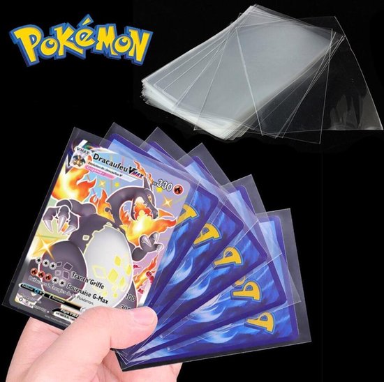 Thumbnail van een extra afbeelding van het spel 100 pieces transparante Pokémon sleeves - sleeve - mouwen - Verzamelmap – Voor Kaarten – 100 kaarten / sleeves – Zonder Kaarten - pokemon map - opslag - mapje - pocket - opbergmap - opberg