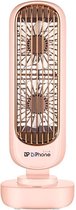 DrPhone CLU4 – Draagbare Mini Ventilator – Dubbele Luchtkoeler– 3 Versnellingen Inclusief Accu – Roze