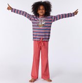 Woody pyjama meisjes - wasbeer - streep - 212-1-BSL-S/904 - maat 152