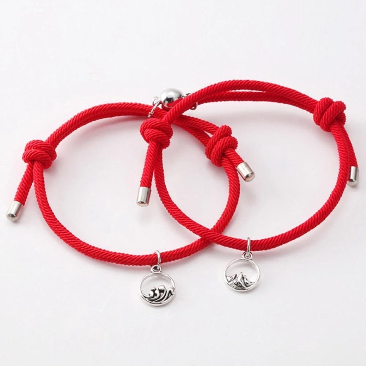 Armband set met magneet - Koppel armband - Rood - Armband dames - Armband heren - Romantisch cadeau - Vriendschap armband
