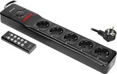 Stekkerdoos met afstandsbediening - Verdeelstekker 5-voudig - Stekkerblok 3 meter kabel - 3x1,5mm² - Zwart