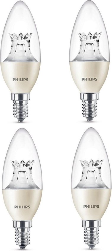 Philips LED kaars 4W (25W) Warm Glow dimbaar kleine fitting E14 helder - 4  Stuks | bol.com