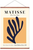 Poster In Posterhanger - Blauw Blad - Kader Hout - Henri Matisse - Kunst Print - 70x50 cm - Ophangsysteem