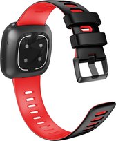 Sportbandje siliconen zwart-rood geschikt voor Fitbit Versa 3 & Fitbit Sense