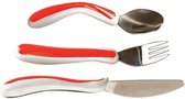Aangepast bestek Kura Care- set van 3 (vork, mes en lepel) Rood Wit
