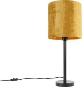 QAZQA simplo - Moderne Tafellamp met kap - 1 lichts - H 600 mm - Zwart Goud - Woonkamer | Slaapkamer | Keuken