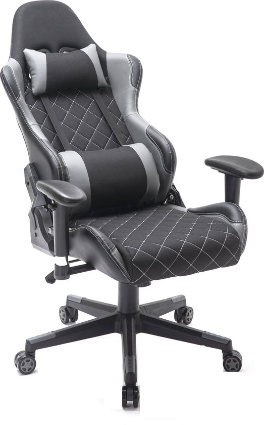 VDD Gaming Gamestoel Ergonomisch Zwart-Grijs met Nekkussen - VDD - €84,95