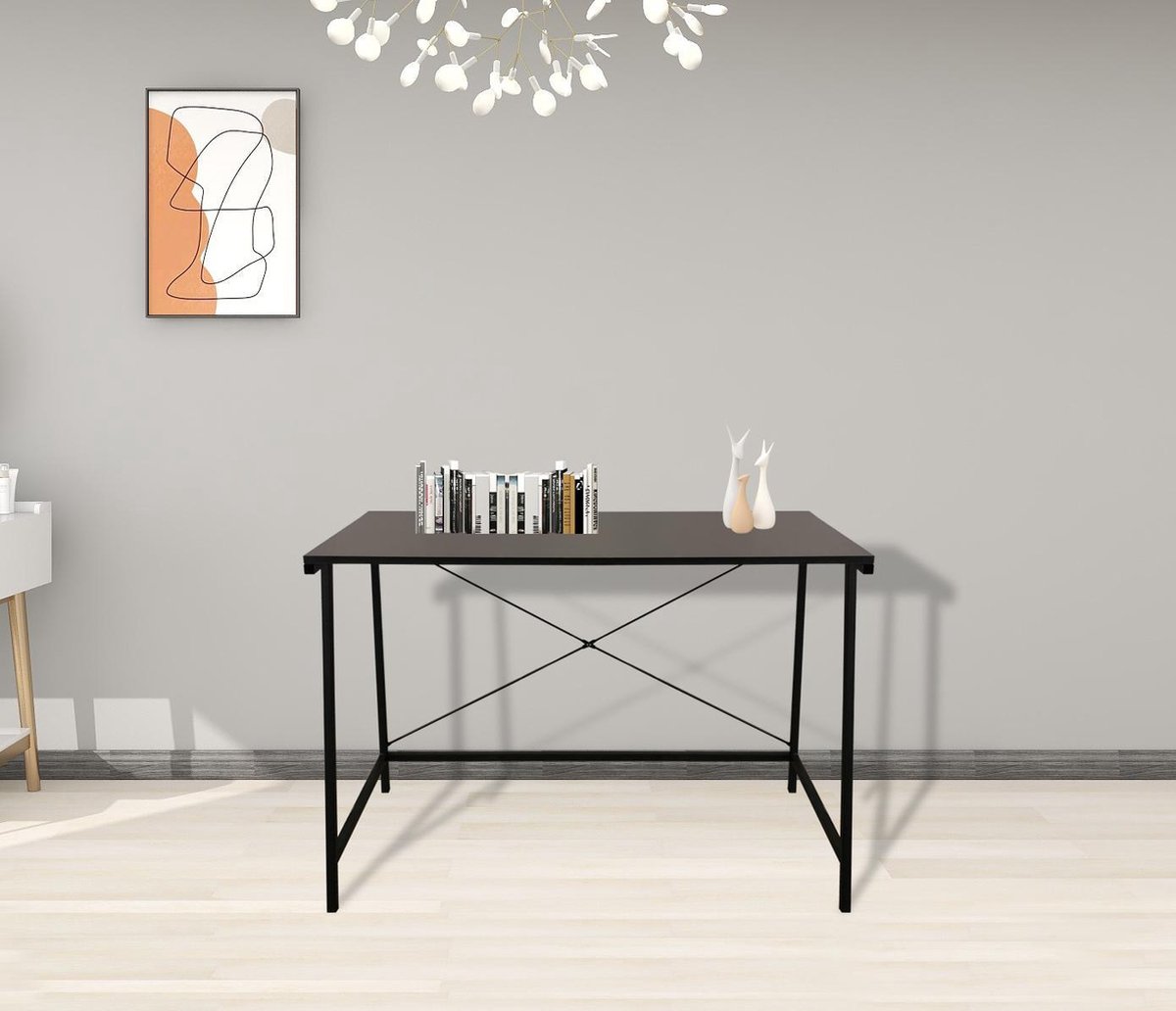 null Bureau Laptoptafel Industrieel Zwart - afbeelding 3