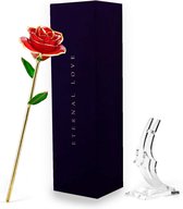 RX Goods Luxe Rouge et Or Rose 24 carats d' or - plaqué or 24 carats Bloem - Je t'aime d' amour cadeau - Incl. Boite cadeau
