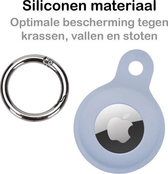 AirTag Porte-clés Etui AirTag Pendentif En Siliconen - Etui Porte-clés Pendentif AirTag - Gris Bleu - PACK DE 2