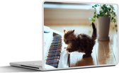 Laptop sticker - 14 inch - Kat - Dier - Kitten - 32x5x23x5cm - Laptopstickers - Laptop skin - Cover