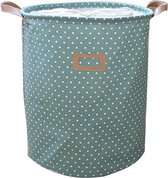 Mooie opbergmand en wasmand - Groen met stippen - Ruim en stevig - Wasmand Kinderkamer - Opbergen speelgoedmand - Wit - Groen