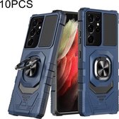 Voor Samsung Galaxy S21 Ultra 5G 10 PCS Union Armor Magnetische PC + TPU Shockproof Case met 360 Graden Rotatie Ring Houder (Blauw)