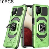 Voor Samsung Galaxy A12 5G 10 PCS Union Armor Magnetische PC + TPU Shockproof Case met 360 Graden Rotatie Ring Houder (Smaragdgroen)